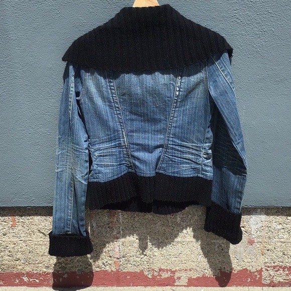 Yanuk Denim Jacket w/ Knit Shawl Collar & Cuffs S - Picture 2 of 10